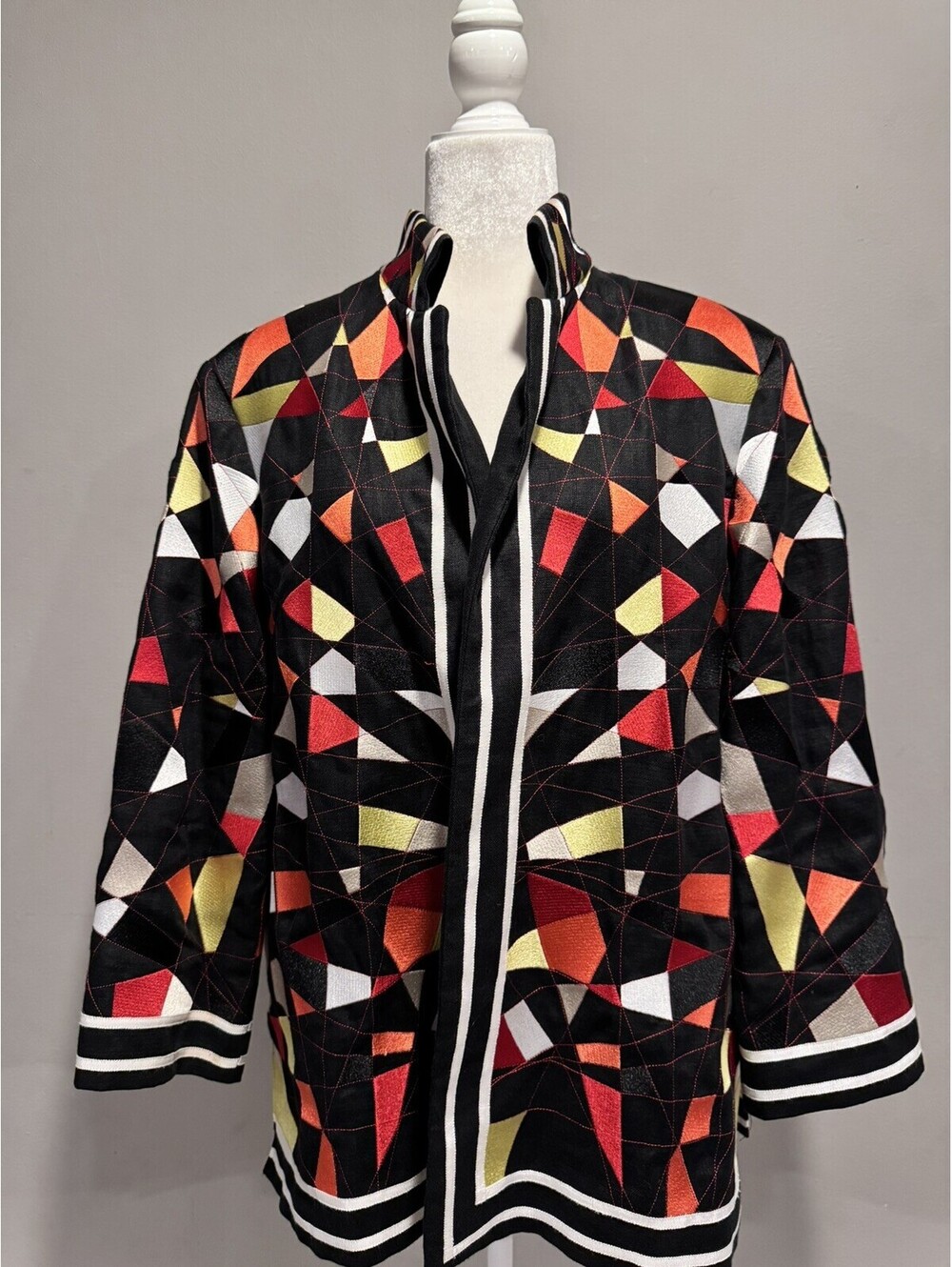 Vintage Linda Allard Ellen Tracy Jacket Petite Open Front Jacket Art Deco